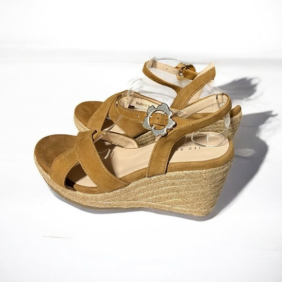 🌻NEW Ted Baker London Taymii Brown Suede Wedge Espadrille Sandals Size 6.5 - Picture 2 of 11